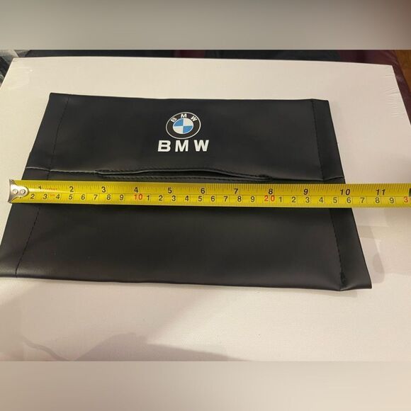 BMW Tissue Holder for Sun Visor or Back of Headrest Black Leather NWT - Picture 6 of 8